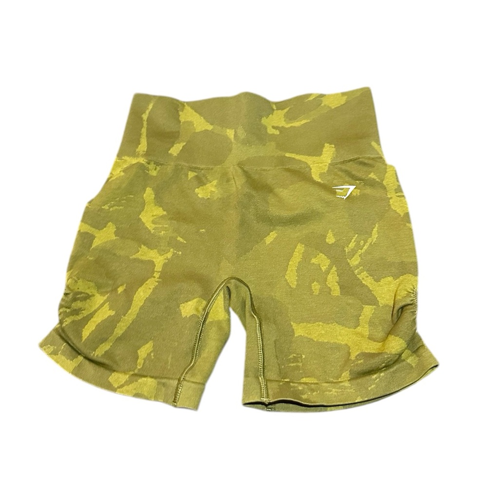 NWOT GYMSHARK yellow/Green Camouflage Shorts